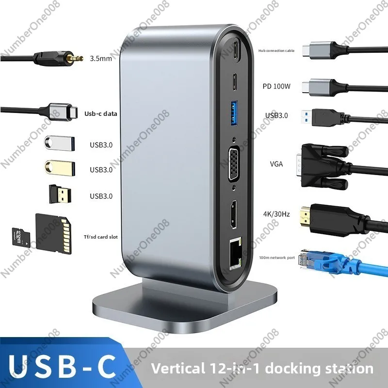 Usb C Docking Hub - Stasiun Docking USB Vertikal 12-Port, Hub