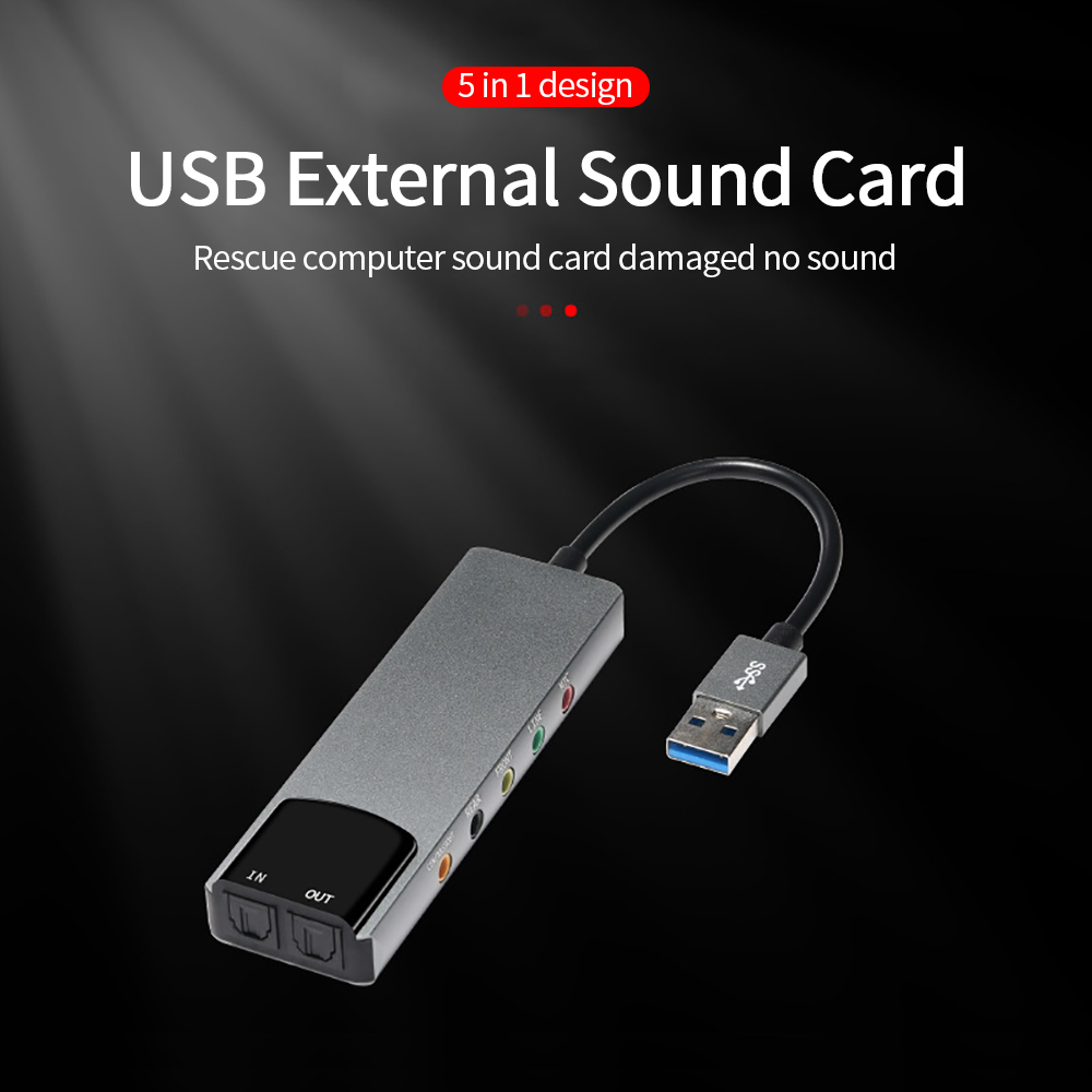 Laptop Accessories Headphones - Kartu Suara Optik USB Eksternal 6-in-1
