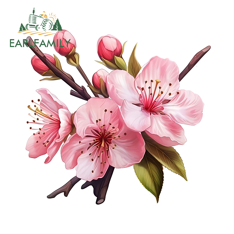Laptop Accessories Pink - EARLFAMILY Stiker Mobil Seni Sakura Merah