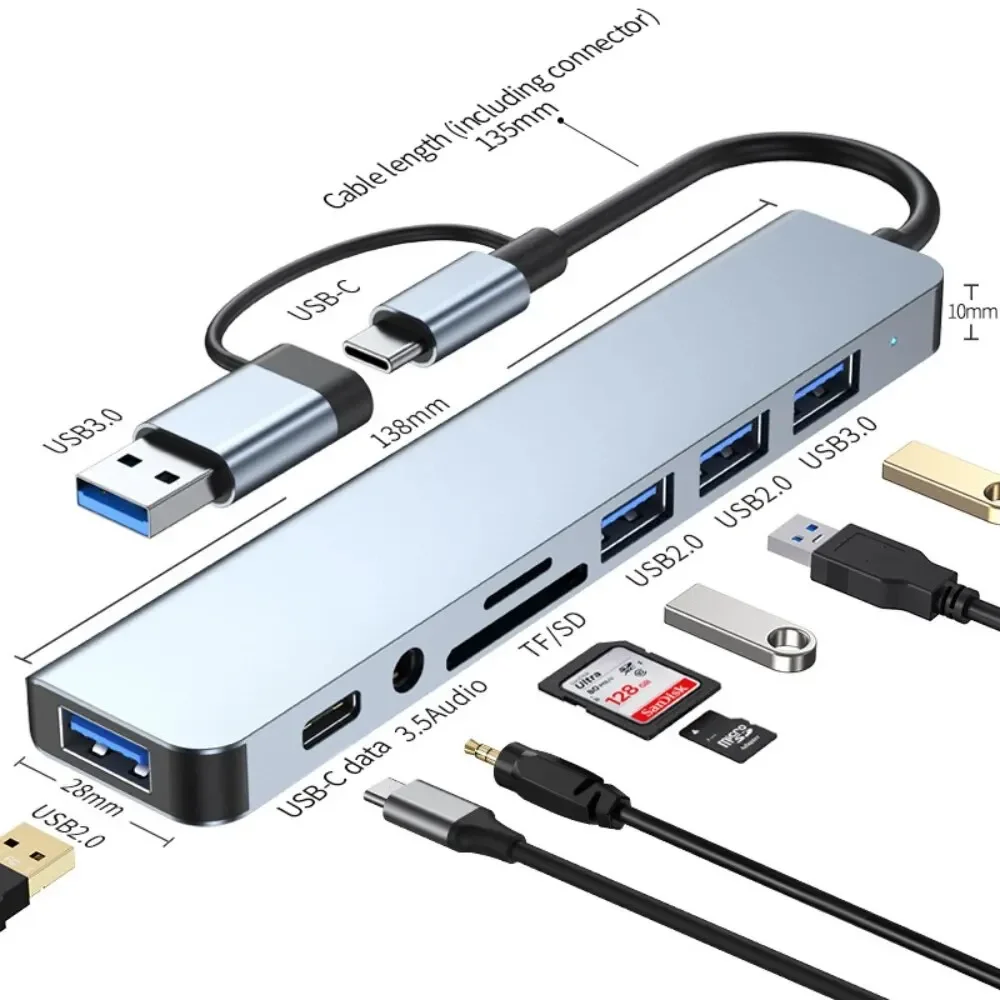 Usb C Docking Hub - Hub USB-C 8 In 2 dengan