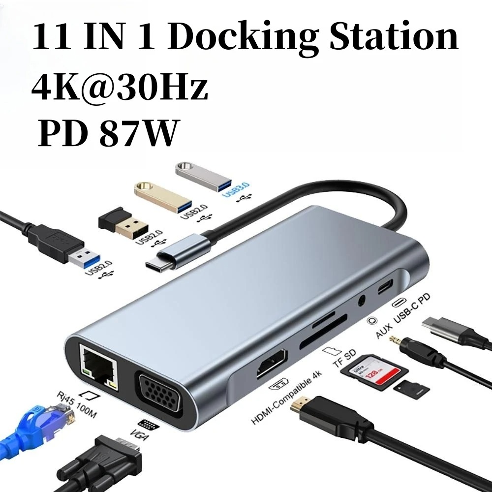 Usb C Docking Hub - Hub Dok 4K USB ekstensi, HUB