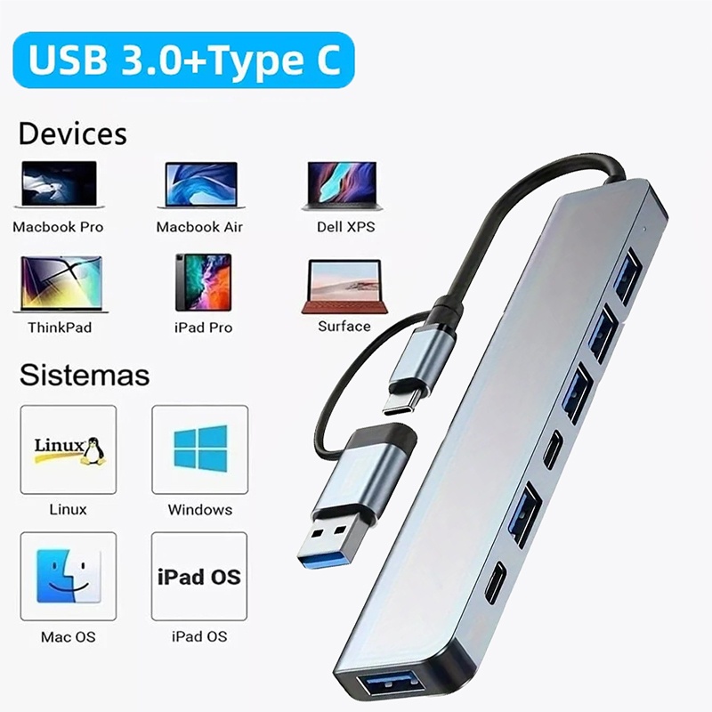 Laptop Accessories Usb - 2 In 1 USB3.0 Hub 7