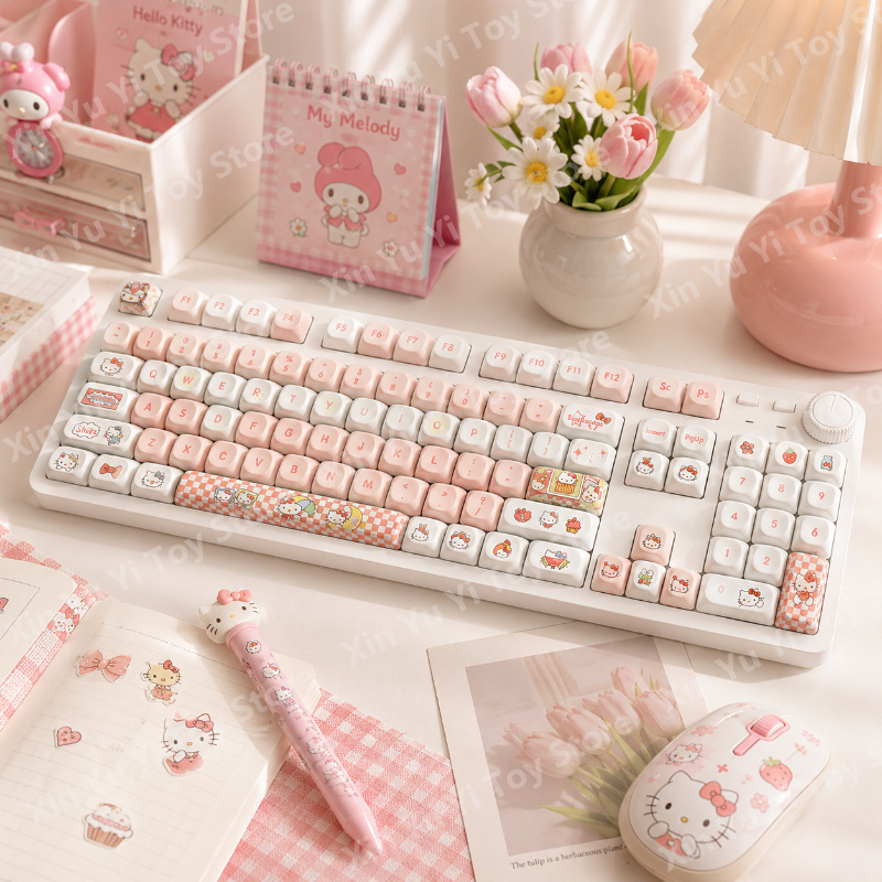 Laptop Accessories Pink - Sanrio Hello Kitty Keyboard Mekanis Berkabel
