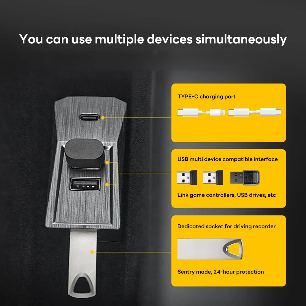 Usb C Docking Hub - 2026 Glovebox USB Hub Untuk Tesla