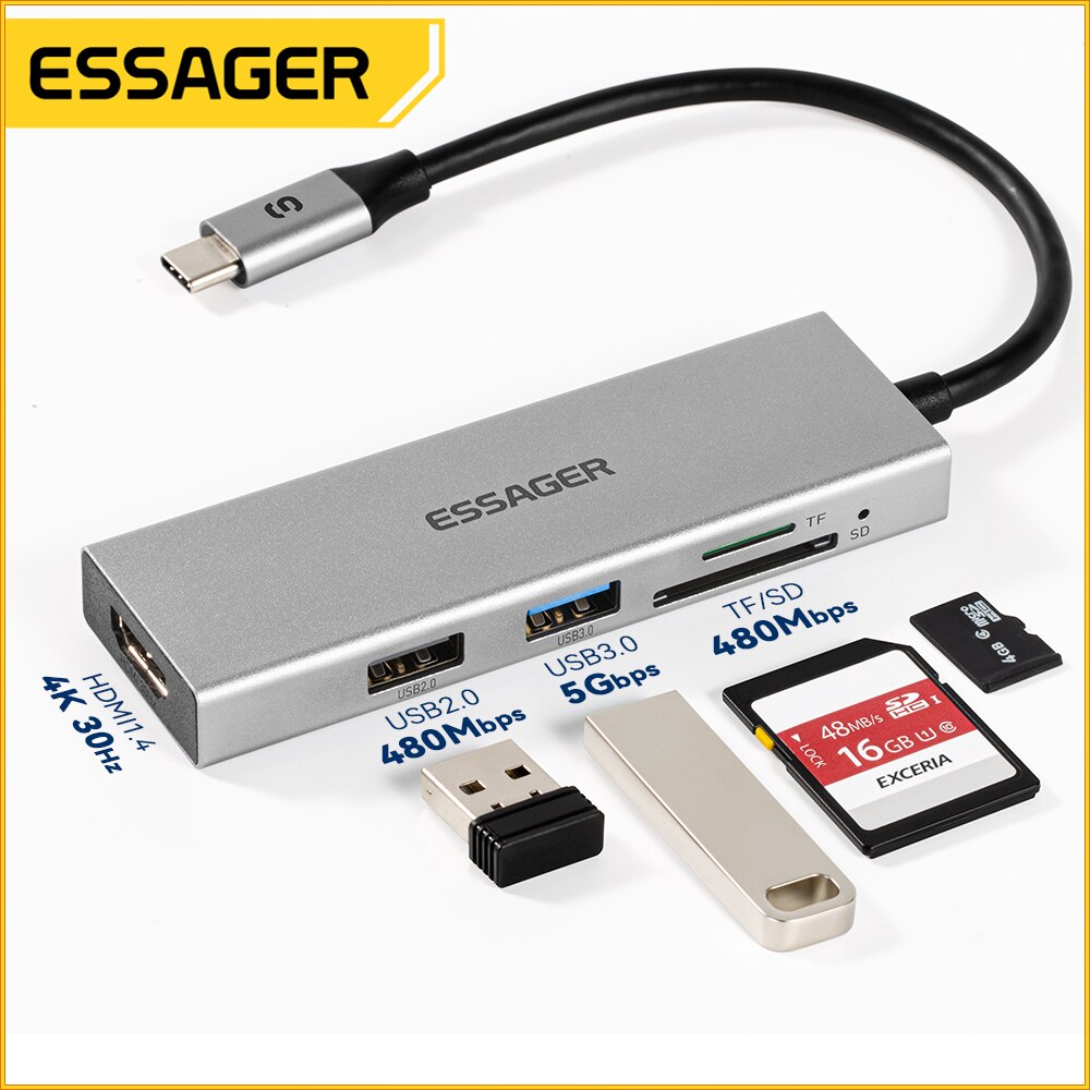 Essager 5 in 1 USB C HUB pemba - Usb C Docking Hub ulasan dan harga