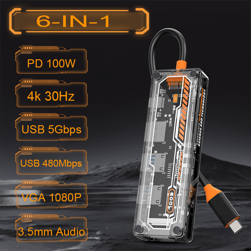 Hub USB C 6-in-1 untuk MacBook - Usb C Docking Hub ulasan dan harga