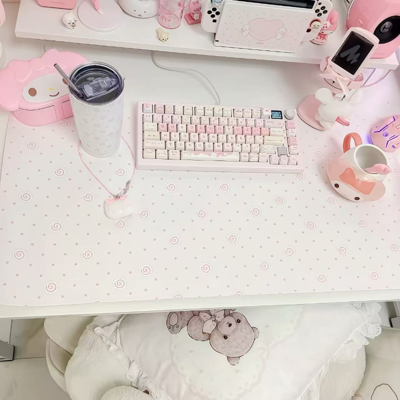 Alas Mouse Kulit PU Motif Polk - Laptop Accessories Pink ulasan dan harga