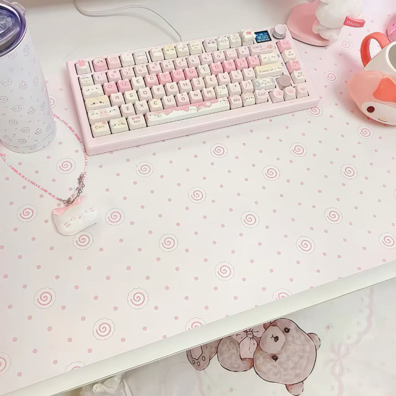 Alas Mouse Kulit PU Motif Polk - Laptop Accessories Pink ulasan dan harga