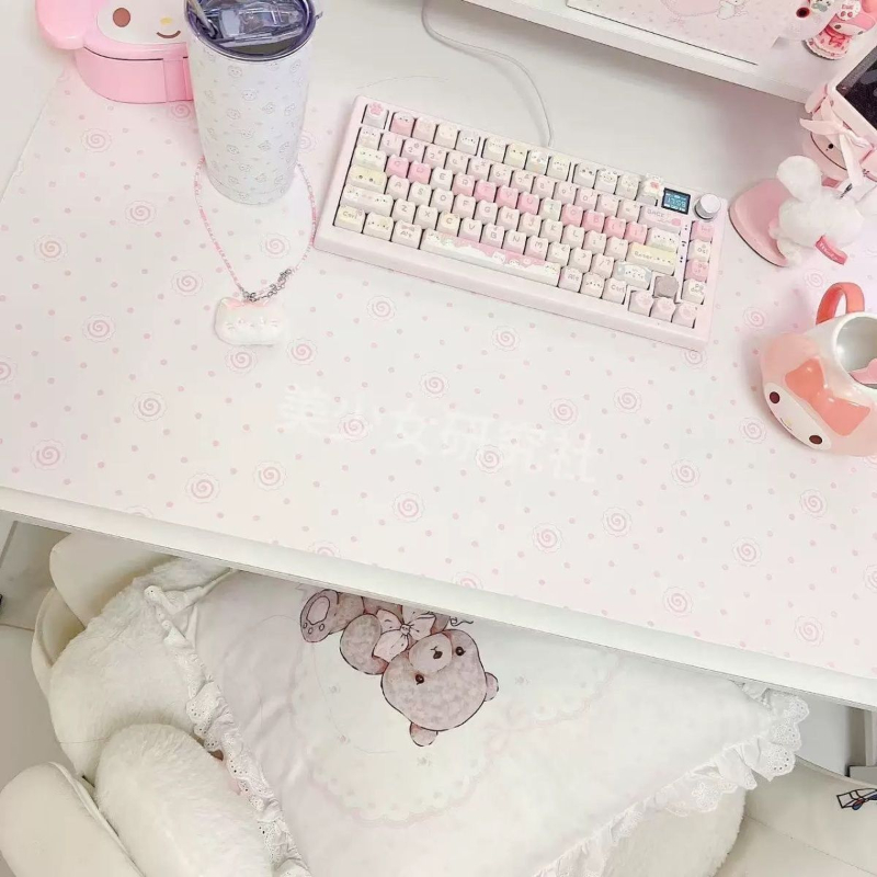 Alas Mouse Kulit PU Motif Polk - Laptop Accessories Pink ulasan dan harga